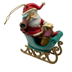 Lustre Fame Santa In The Sleigh With‎ Telescope, List, And Gifts, Ornament